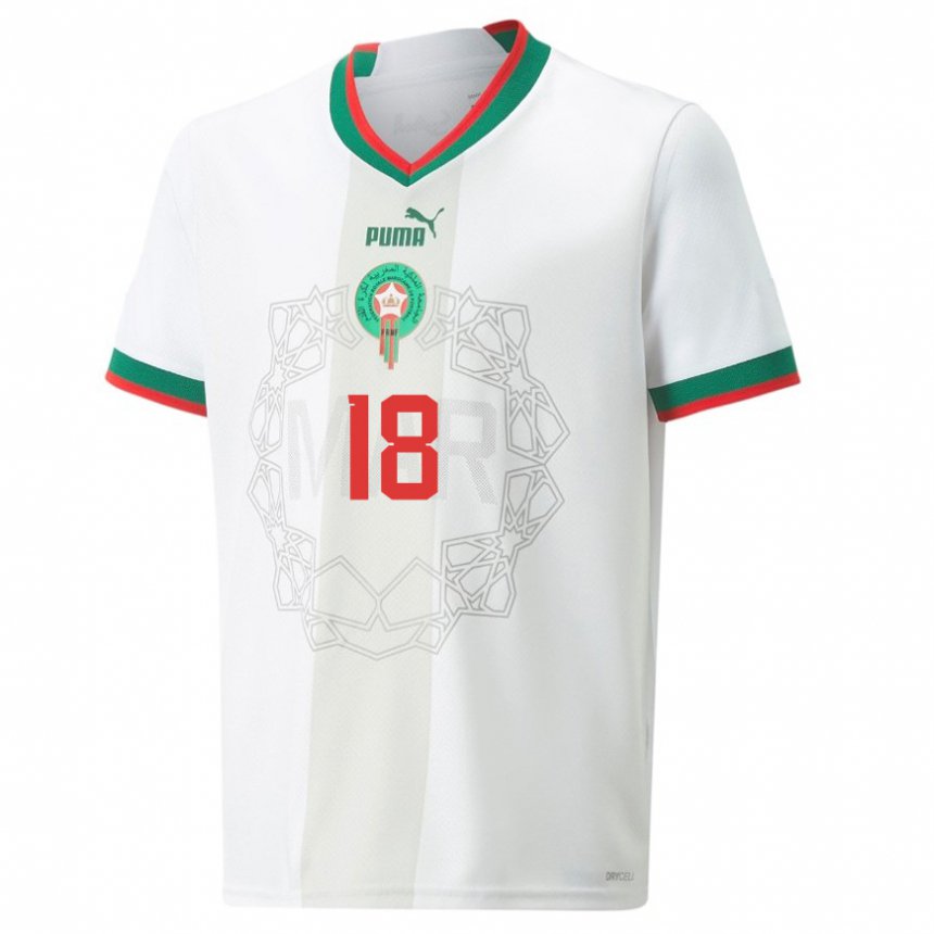 Herren Marokkanische Amine Harit #18 Weiß Auswärtstrikot Trikot 22-24 T-shirt Belgien