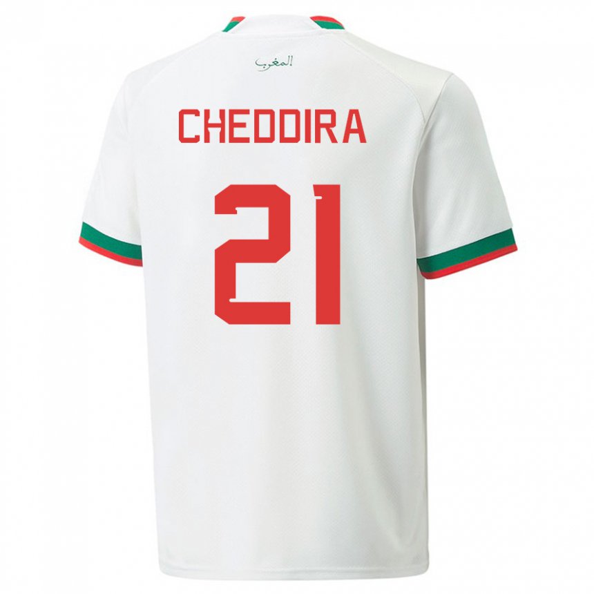 Herren Marokkanische Walid Cheddira #21 Weiß Auswärtstrikot Trikot 22-24 T-shirt Belgien