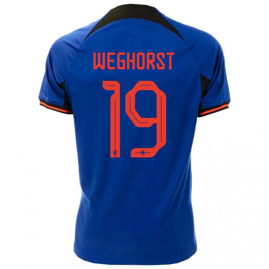 Herren Niederländische Wout Weghorst #19 Königsblau Auswärtstrikot Trikot 22-24 T-shirt Belgien