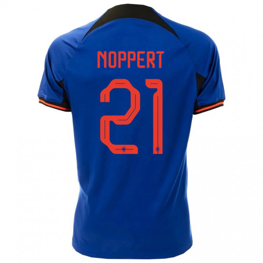 Homme Maillot Pays-bas Andries Noppert #21 Bleu Royal Tenues Extérieur 22-24 T-shirt Belgique