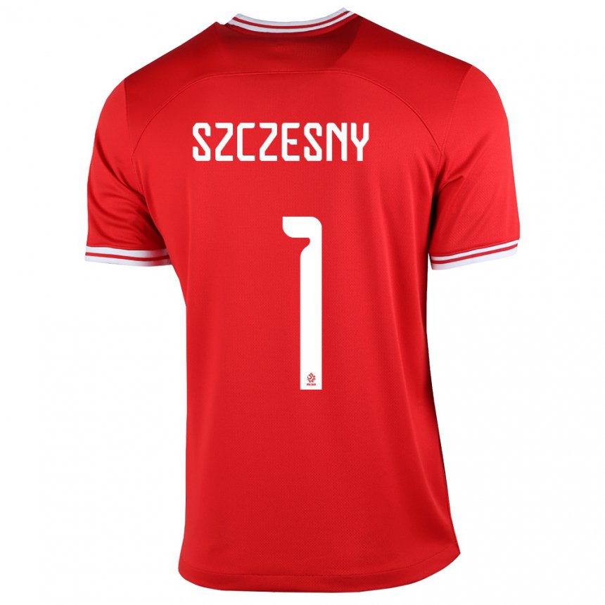 Homme Maillot Pologne Wojciech Szczesny #1 Rouge Tenues Extérieur 22-24 T-shirt Belgique