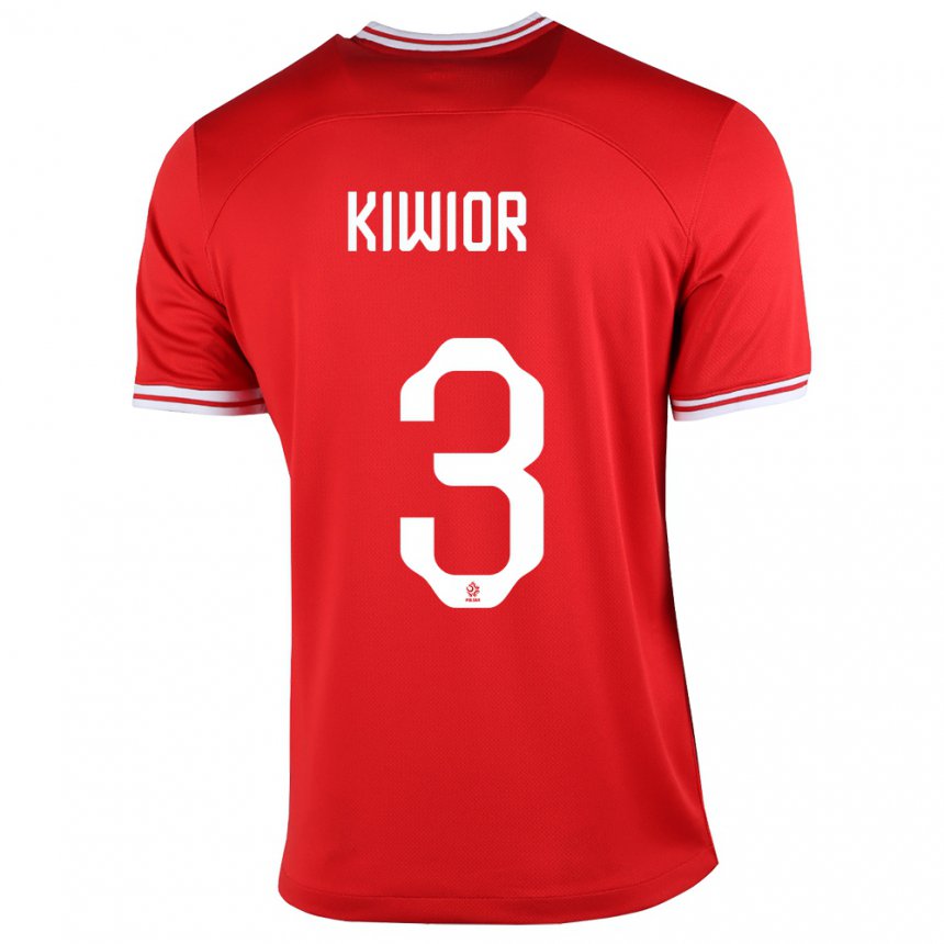 Homme Maillot Pologne Jakub Kiwior #3 Rouge Tenues Extérieur 22-24 T-shirt Belgique