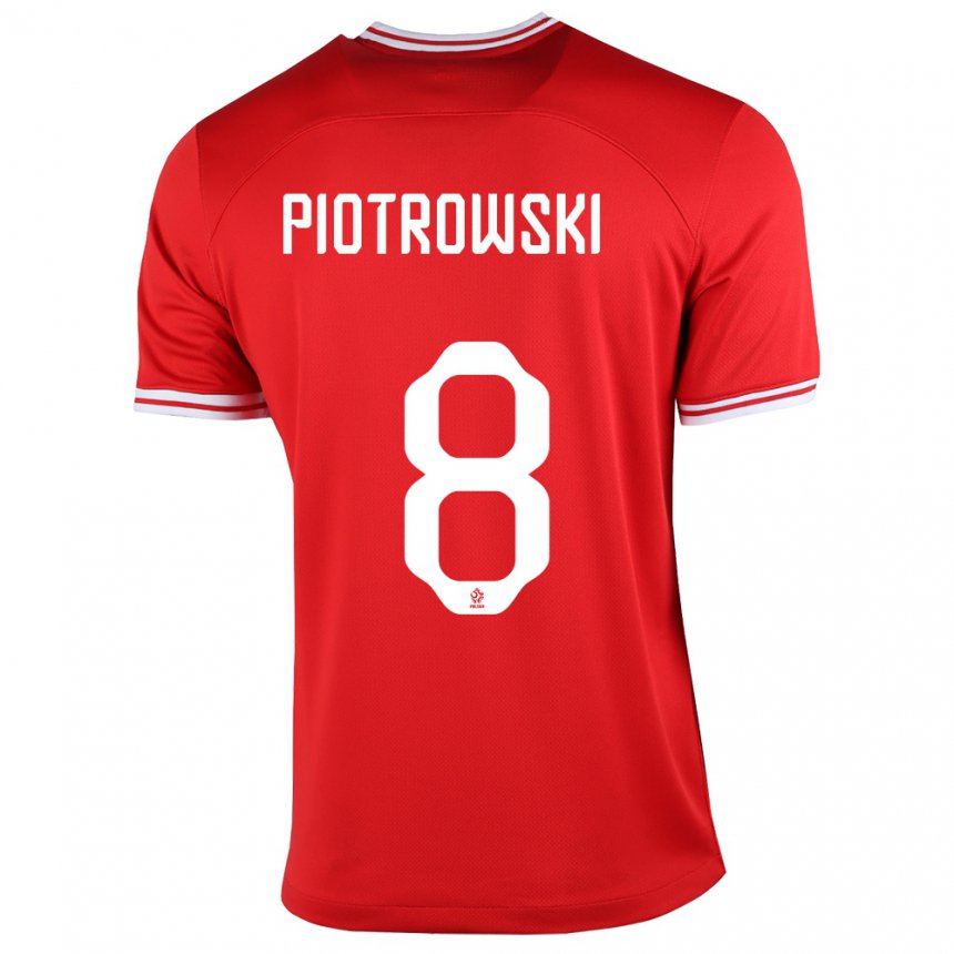 Homme Maillot Pologne Jakub Piotrowski #8 Rouge Tenues Extérieur 22-24 T-shirt Belgique