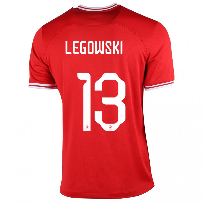 Homme Maillot Pologne Mateusz Legowski #13 Rouge Tenues Extérieur 22-24 T-shirt Belgique