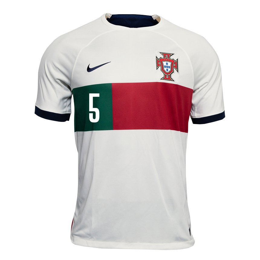 Herren Portugiesische Raphael Guerreiro #5 Weiß Auswärtstrikot Trikot 22-24 T-shirt Belgien