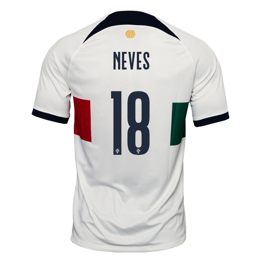 Herren Portugiesische Ruben Neves #18 Weiß Auswärtstrikot Trikot 22-24 T-shirt Belgien