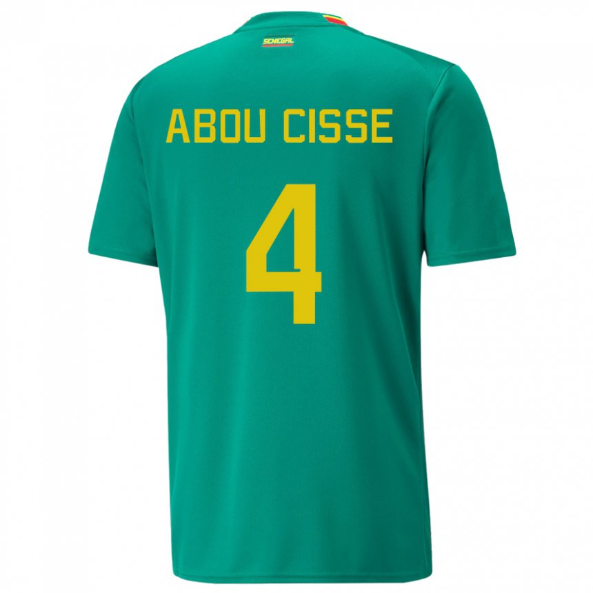 Homme Maillot Sénégal Pape Abou Cisse #4 Verte Tenues Extérieur 22-24 T-shirt Belgique