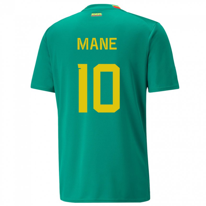 Homme Maillot Sénégal Sadio Mane #10 Verte Tenues Extérieur 22-24 T-shirt Belgique
