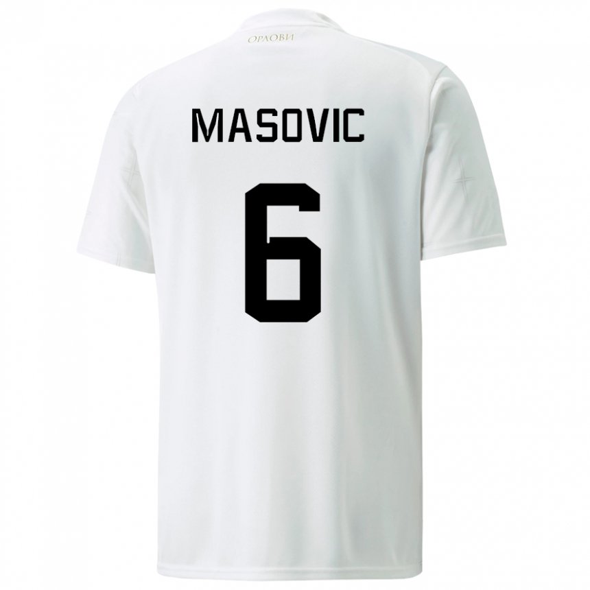 Herren Serbische Erhan Masovic #6 Weiß Auswärtstrikot Trikot 22-24 T-shirt Belgien