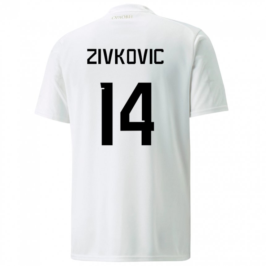 Herren Serbische Andrija Zivkovic #14 Weiß Auswärtstrikot Trikot 22-24 T-shirt Belgien