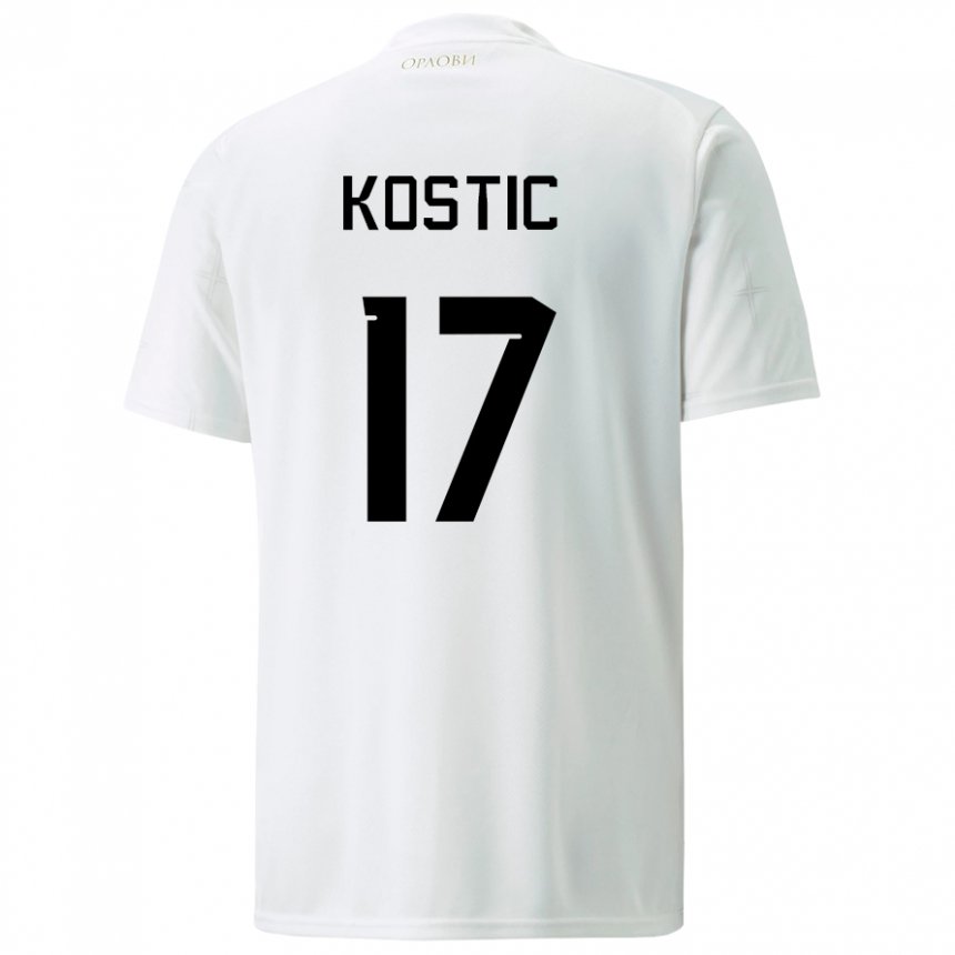 Herren Serbische Filip Kostic #17 Weiß Auswärtstrikot Trikot 22-24 T-shirt Belgien