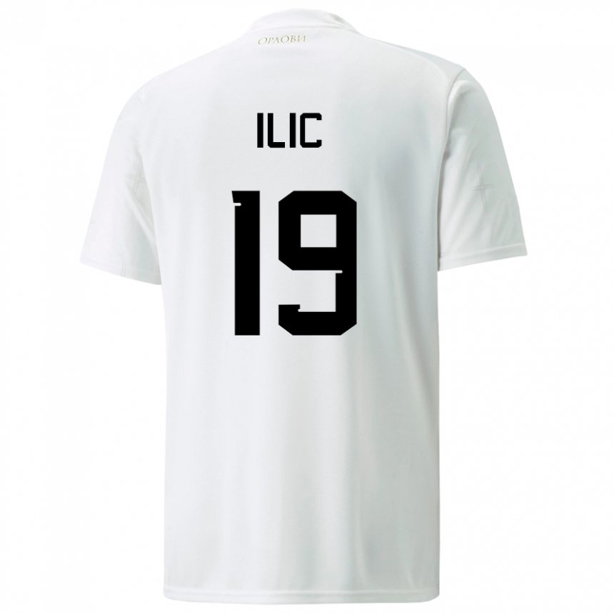 Herren Serbische Ivan Ilic #19 Weiß Auswärtstrikot Trikot 22-24 T-shirt Belgien