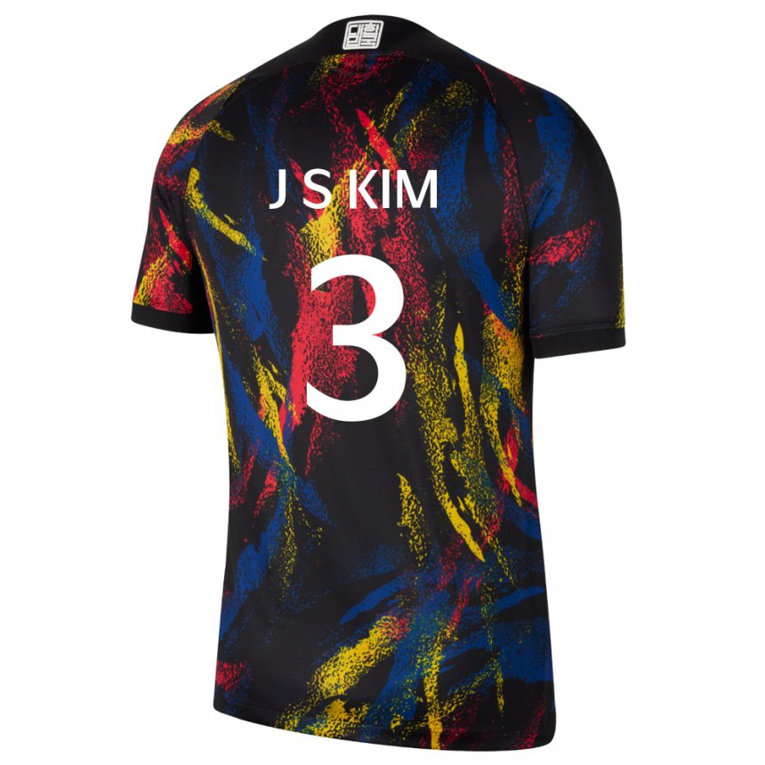 Homme Maillot Corée Du Sud Jin-su Kim #3 Multicolore Tenues Extérieur 22-24 T-shirt Belgique