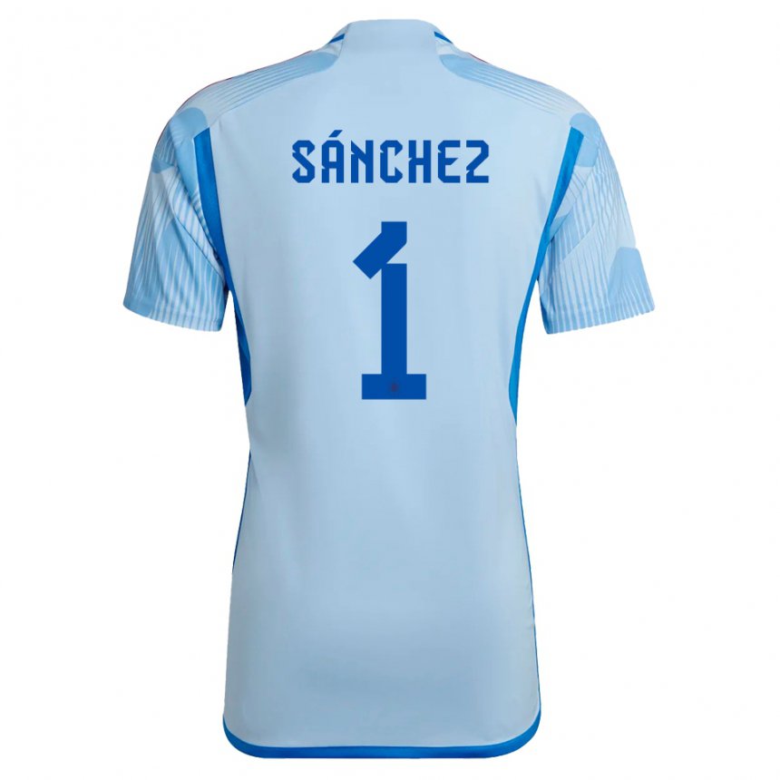Herren Spanische Robert Sanchez #1 Himmelblau Auswärtstrikot Trikot 22-24 T-shirt Belgien