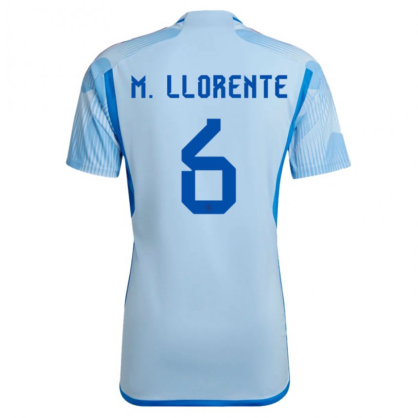 Herren Spanische Marcos Llorente #6 Himmelblau Auswärtstrikot Trikot 22-24 T-shirt Belgien