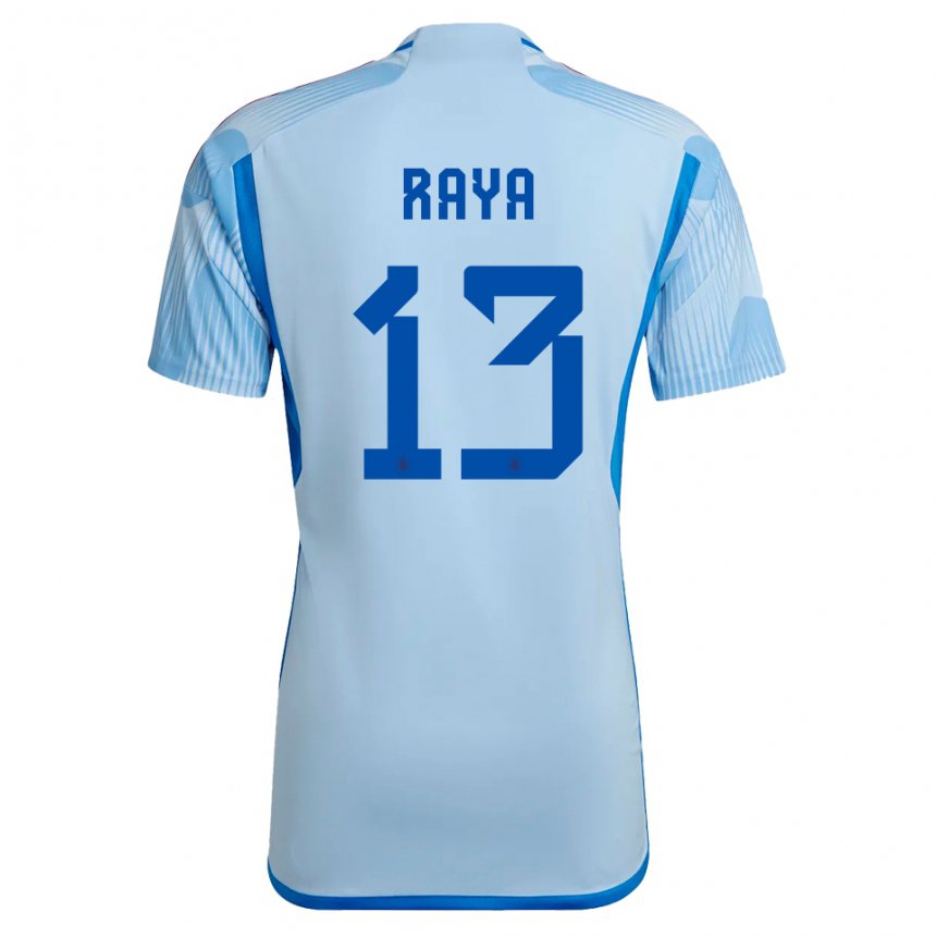 Herren Spanische David Raya #13 Himmelblau Auswärtstrikot Trikot 22-24 T-shirt Belgien