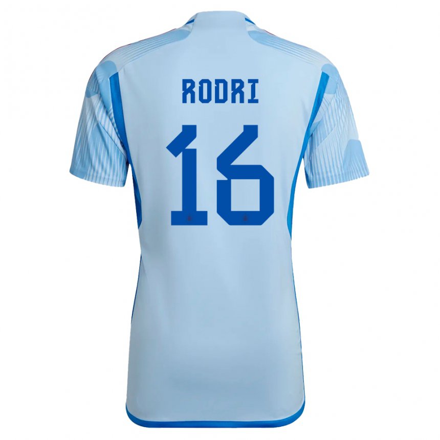 Herren Spanische Rodri #16 Himmelblau Auswärtstrikot Trikot 22-24 T-shirt Belgien