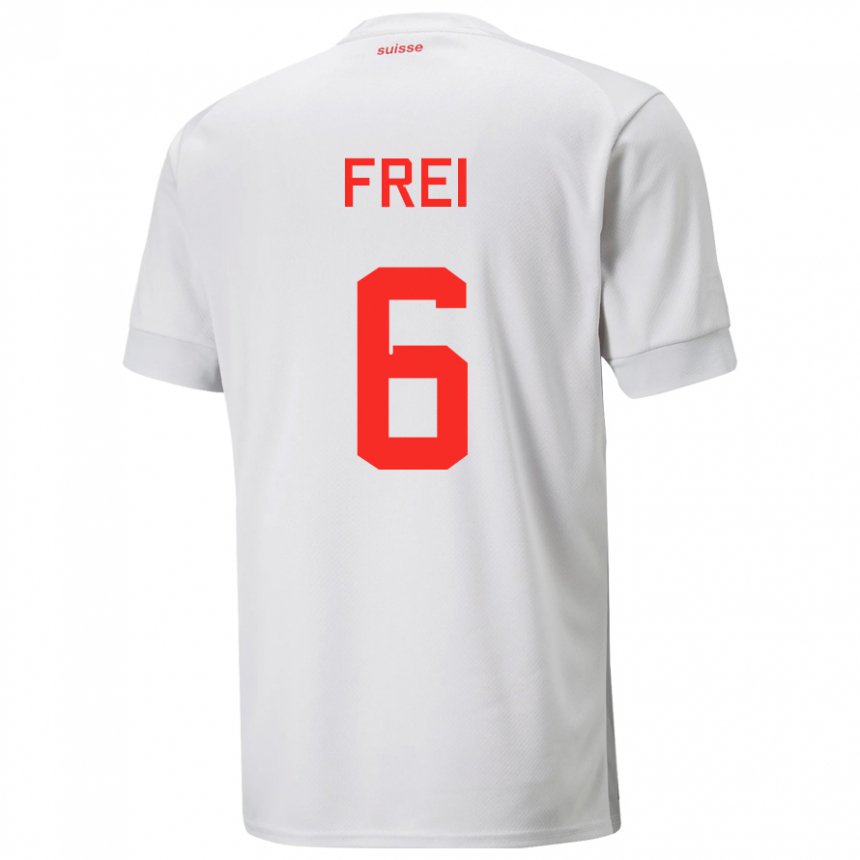Herren Schweizer Fabian Frei #6 Weiß Auswärtstrikot Trikot 22-24 T-shirt Belgien