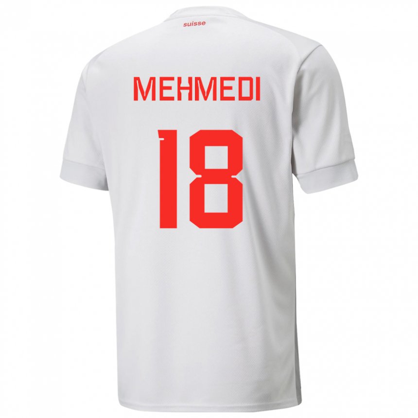Herren Schweizer Admir Mehmedi #18 Weiß Auswärtstrikot Trikot 22-24 T-shirt Belgien