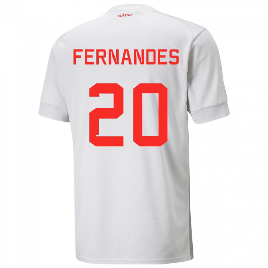 Herren Schweizer Edimilson Fernandes #20 Weiß Auswärtstrikot Trikot 22-24 T-shirt Belgien