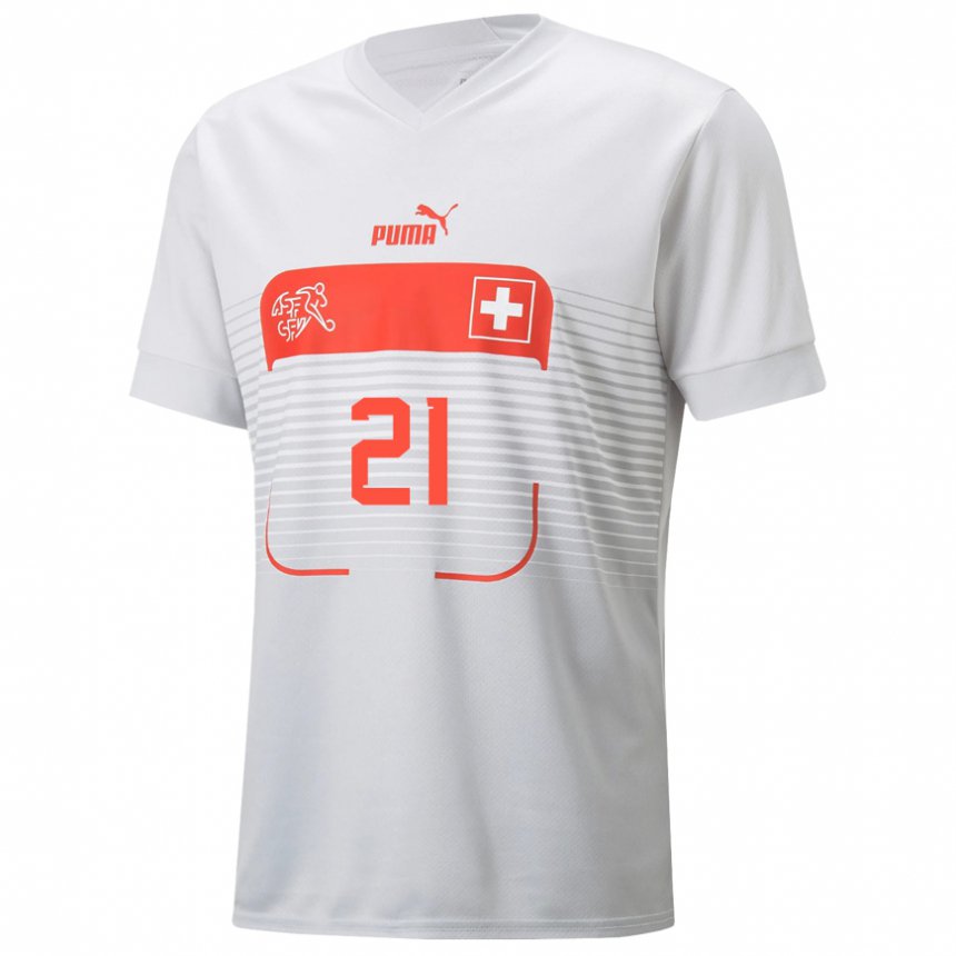 Herren Schweizer Jonas Omlin #21 Weiß Auswärtstrikot Trikot 22-24 T-shirt Belgien