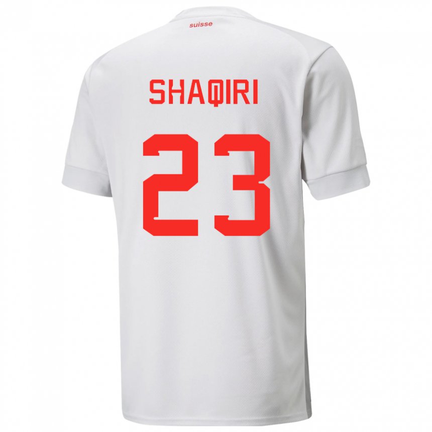 Herren Schweizer Xherdan Shaqiri #23 Weiß Auswärtstrikot Trikot 22-24 T-shirt Belgien
