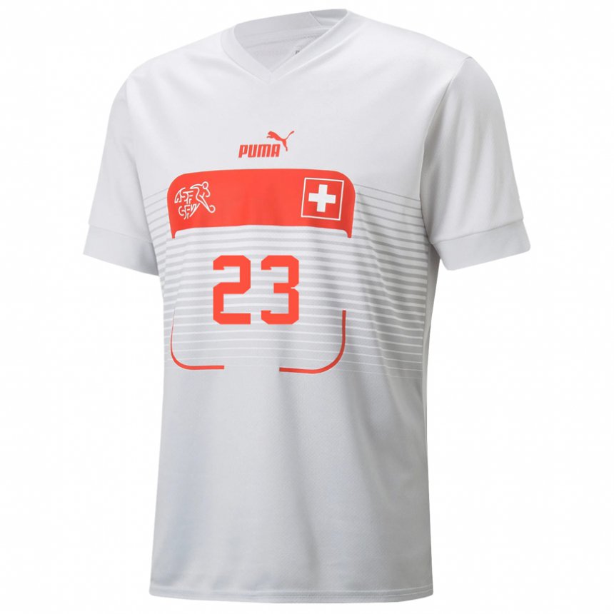 Herren Schweizer Xherdan Shaqiri #23 Weiß Auswärtstrikot Trikot 22-24 T-shirt Belgien