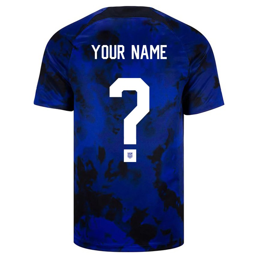 Homme Maillot États-unis Votre Nom #0 Bleu Royal Tenues Extérieur 22-24 T-shirt Belgique