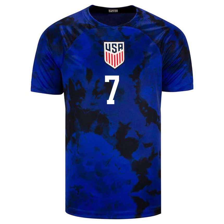 Herren Us-amerikanische Giovanni Reyna #7 Königsblau Auswärtstrikot Trikot 22-24 T-shirt Belgien