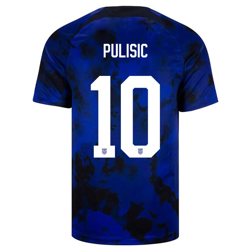 Homme Maillot États-unis Christian Pulisic #10 Bleu Royal Tenues Extérieur 22-24 T-shirt Belgique