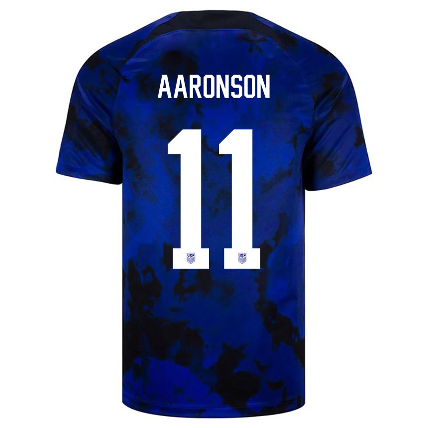 Herren Us-amerikanische Brenden Aaronson #11 Königsblau Auswärtstrikot Trikot 22-24 T-shirt Belgien