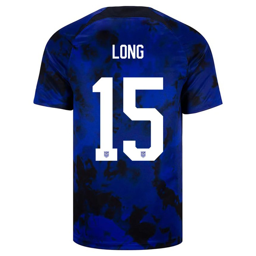 Homme Maillot États-unis Aaron Long #15 Bleu Royal Tenues Extérieur 22-24 T-shirt Belgique