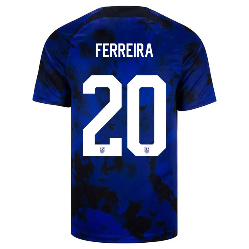 Herren Us-amerikanische Jesus Ferreira #20 Königsblau Auswärtstrikot Trikot 22-24 T-shirt Belgien