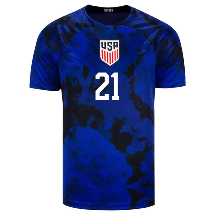 Herren Us-amerikanische Sam Vines #21 Königsblau Auswärtstrikot Trikot 22-24 T-shirt Belgien