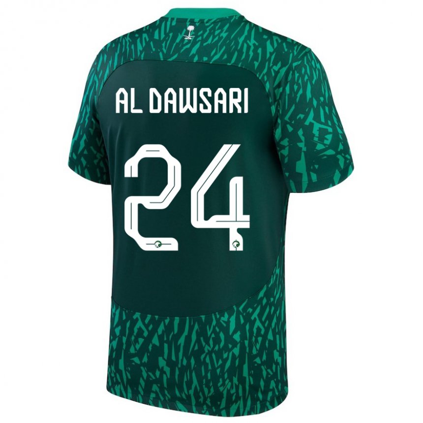 Homme Maillot Arabie Saoudite Nasser Al Dawsari #24 Vert Foncé Tenues Extérieur 22-24 T-shirt Belgique