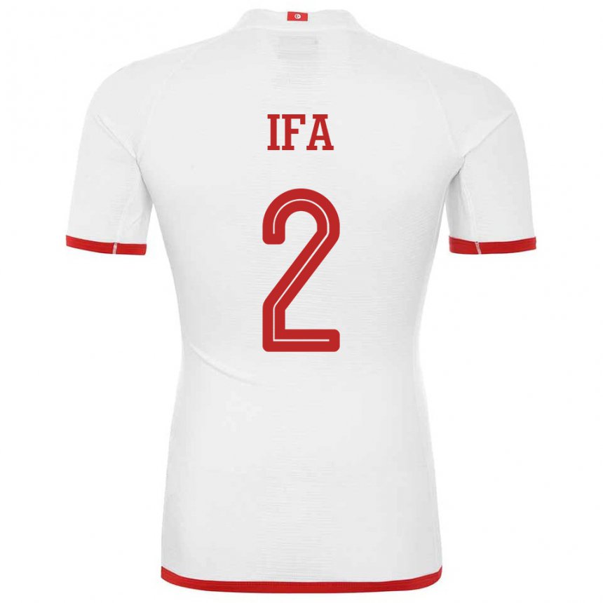Herren Tunesische Bilel Ifa #2 Weiß Auswärtstrikot Trikot 22-24 T-shirt Belgien