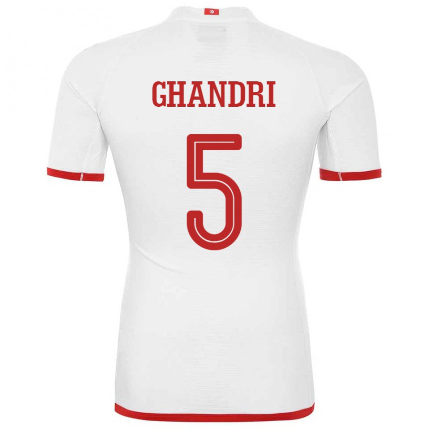 Herren Tunesische Nader Ghandri #5 Weiß Auswärtstrikot Trikot 22-24 T-shirt Belgien