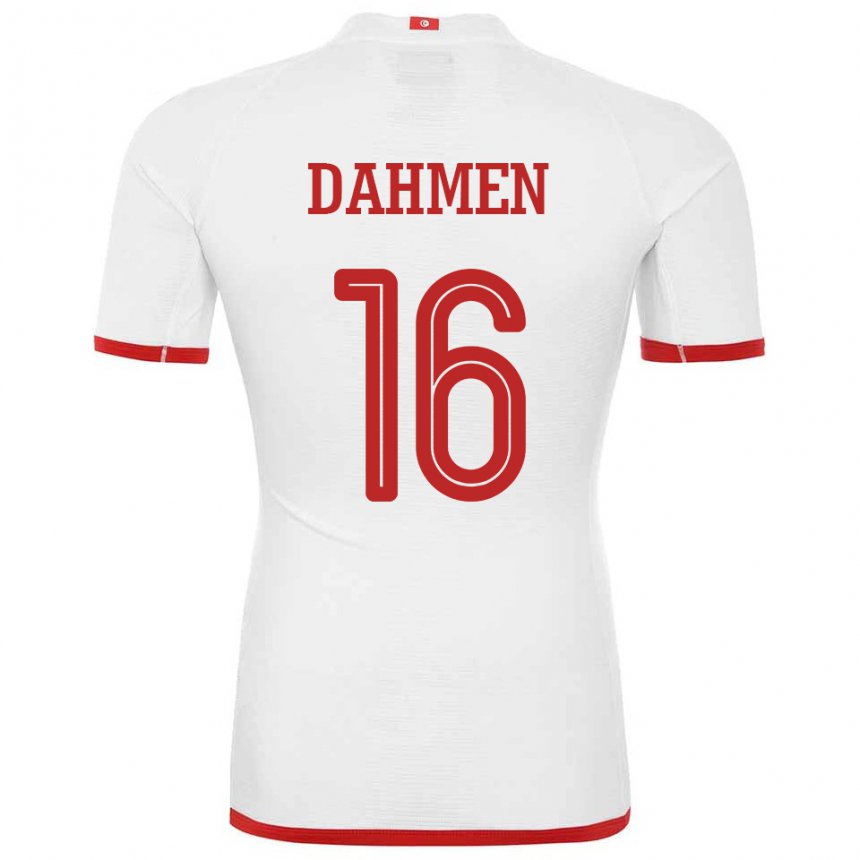 Herren Tunesische Aymen Dahmen #16 Weiß Auswärtstrikot Trikot 22-24 T-shirt Belgien