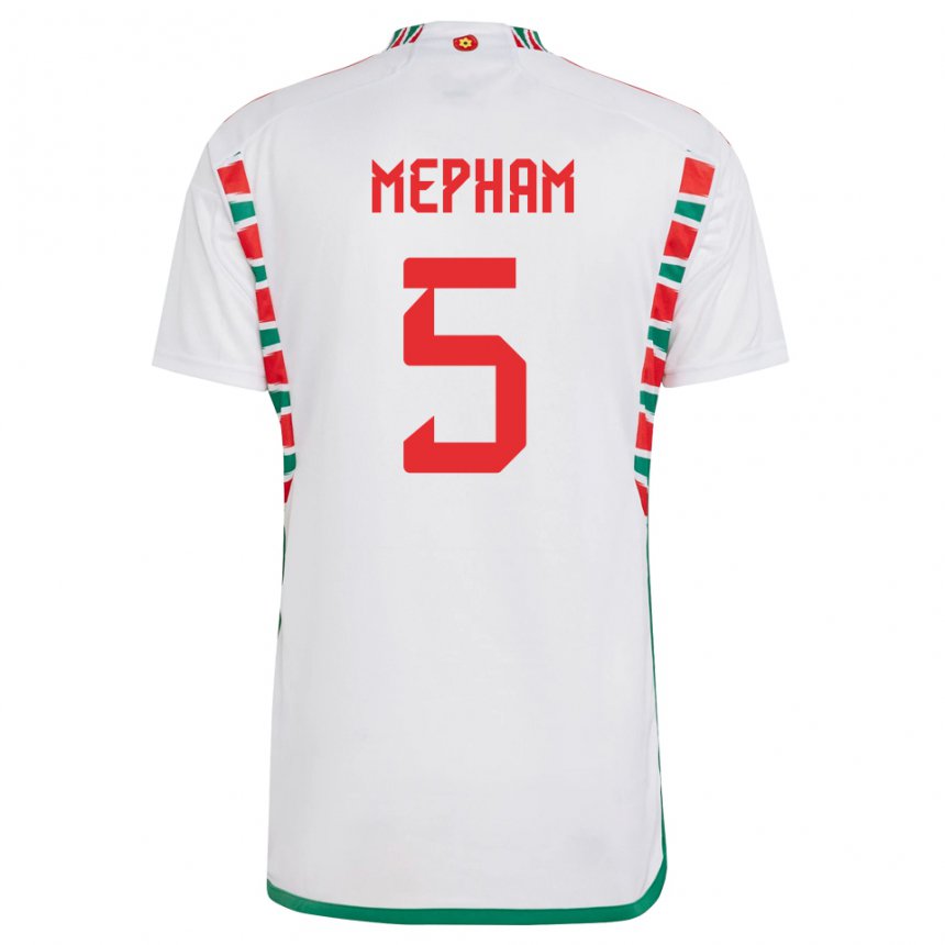 Heren Welsh Chris Mepham #5 Wit Uitshirt Uittenue 22-24 T-shirt België