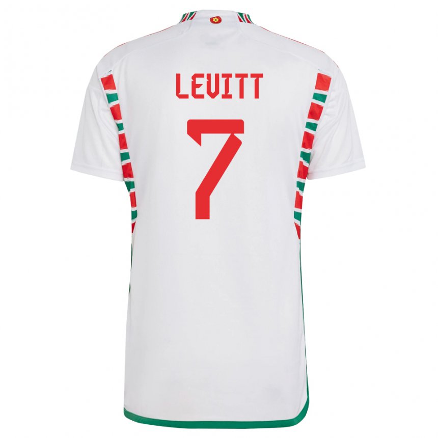 Herren Walisische Dylan Levitt #7 Weiß Auswärtstrikot Trikot 22-24 T-shirt Belgien