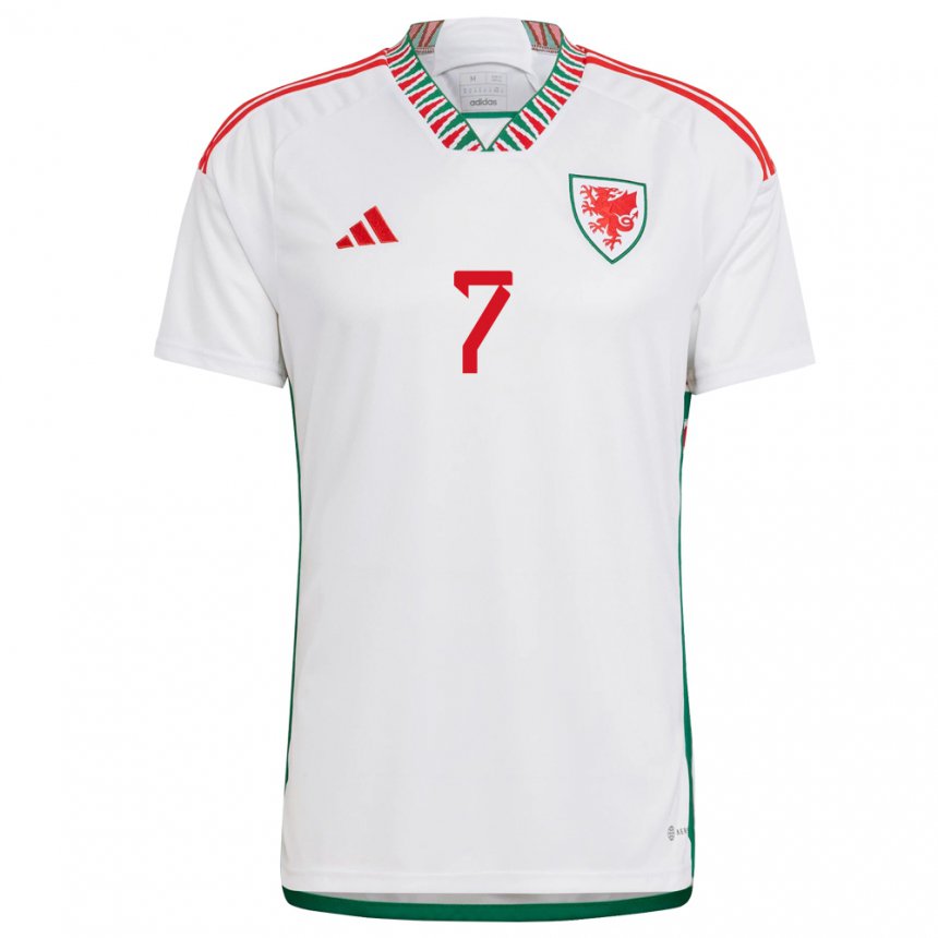 Herren Walisische Joe Allen #7 Weiß Auswärtstrikot Trikot 22-24 T-shirt Belgien