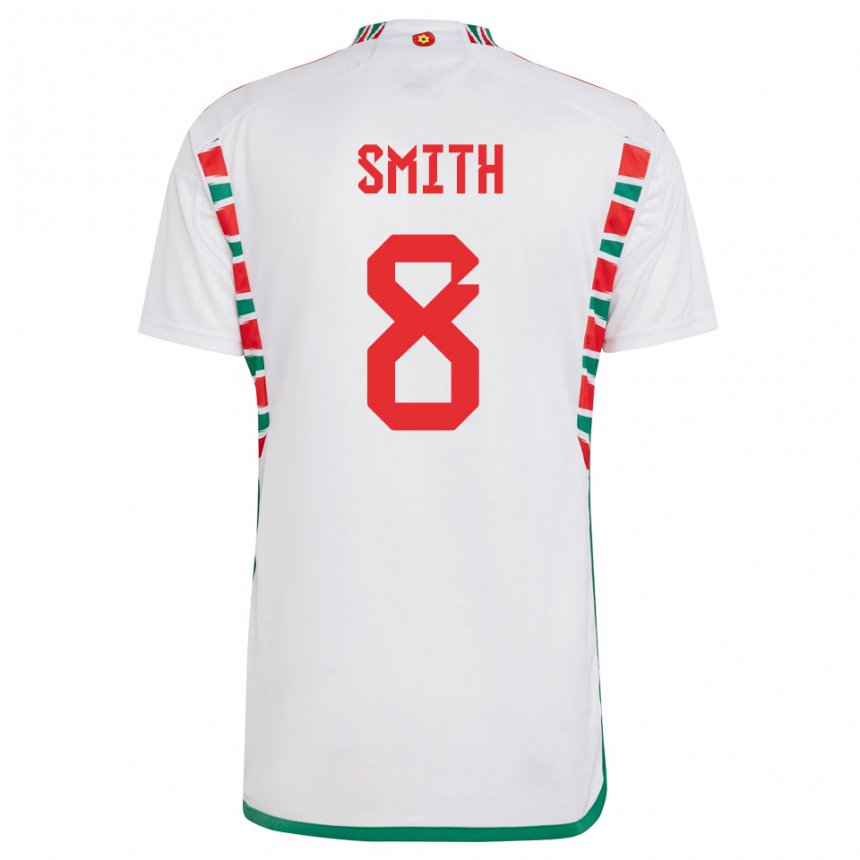 Herren Walisische Matt Smith #8 Weiß Auswärtstrikot Trikot 22-24 T-shirt Belgien