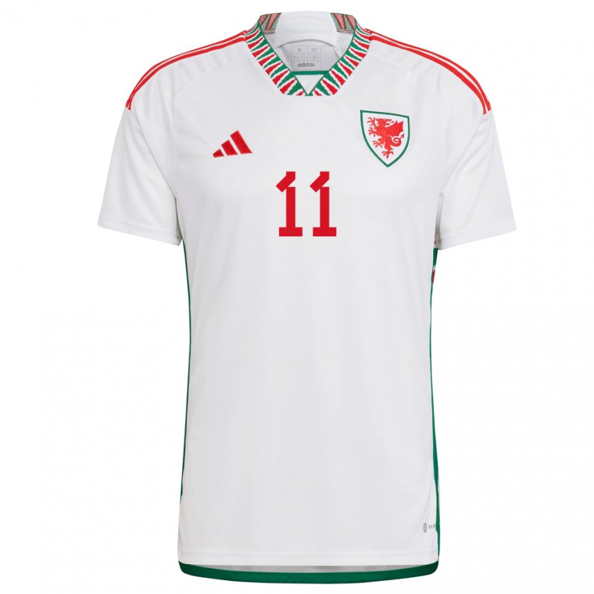Herren Walisische Gareth Bale #11 Weiß Auswärtstrikot Trikot 22-24 T-shirt Belgien