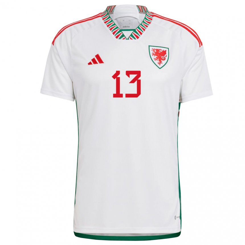 Herren Walisische Kieffer Moore #13 Weiß Auswärtstrikot Trikot 22-24 T-shirt Belgien