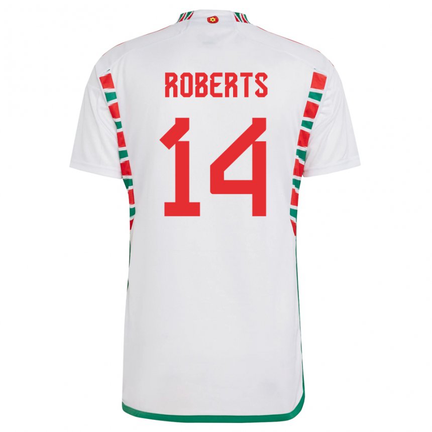 Heren Welsh Connor Roberts #14 Wit Uitshirt Uittenue 22-24 T-shirt België