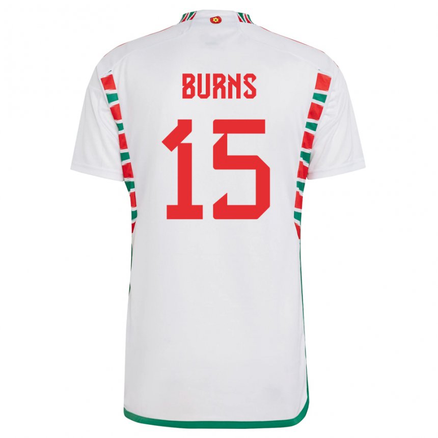 Herren Walisische Wes Burns #15 Weiß Auswärtstrikot Trikot 22-24 T-shirt Belgien