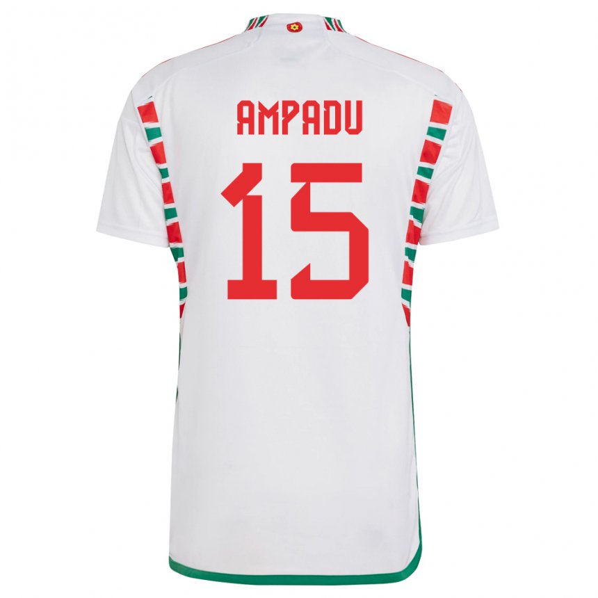 Herren Walisische Ethan Ampadu #15 Weiß Auswärtstrikot Trikot 22-24 T-shirt Belgien