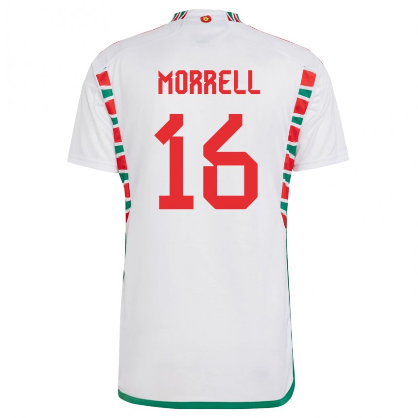 Herren Walisische Joe Morrell #16 Weiß Auswärtstrikot Trikot 22-24 T-shirt Belgien