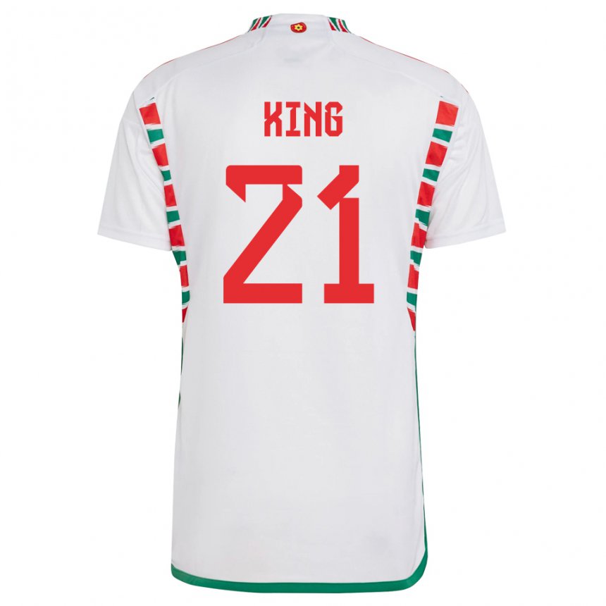 Herren Walisische Tom King #21 Weiß Auswärtstrikot Trikot 22-24 T-shirt Belgien