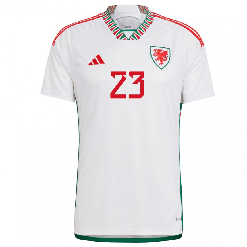 Herren Walisische Jordan James #23 Weiß Auswärtstrikot Trikot 22-24 T-shirt Belgien